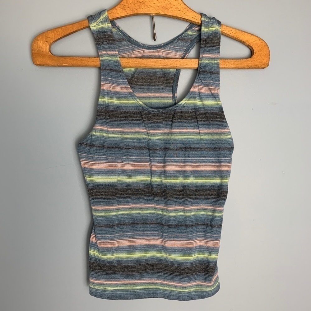 Blue Striped Racer Back Tank Top - Picture 2 of 5